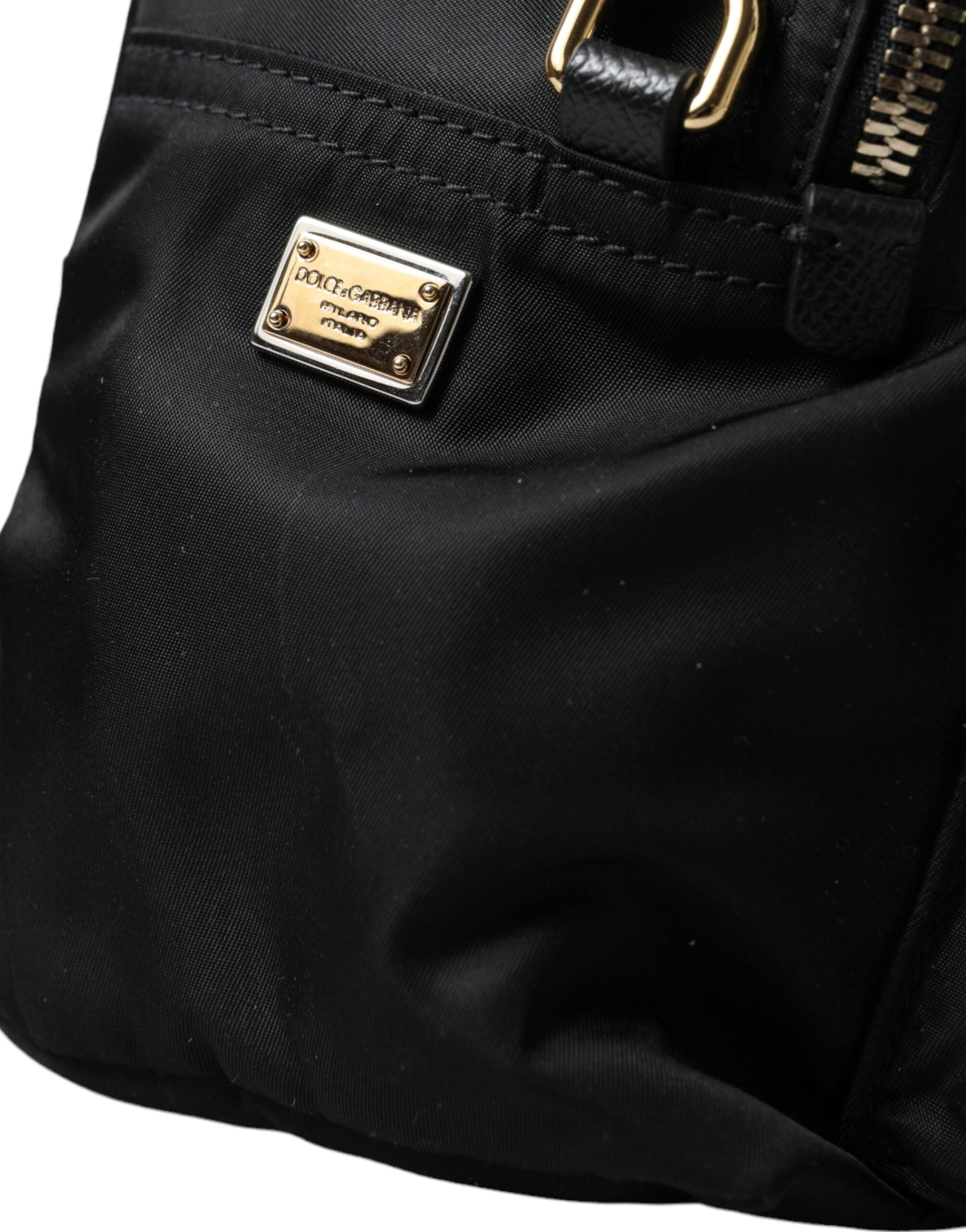 Dolce & Gabbana Elegant Black and Gold Detail Backpack